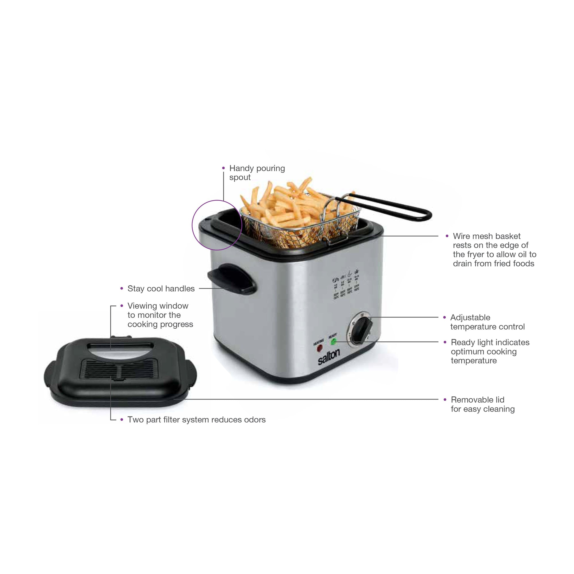 Salton Stainless Steel Compact Deep Fryer