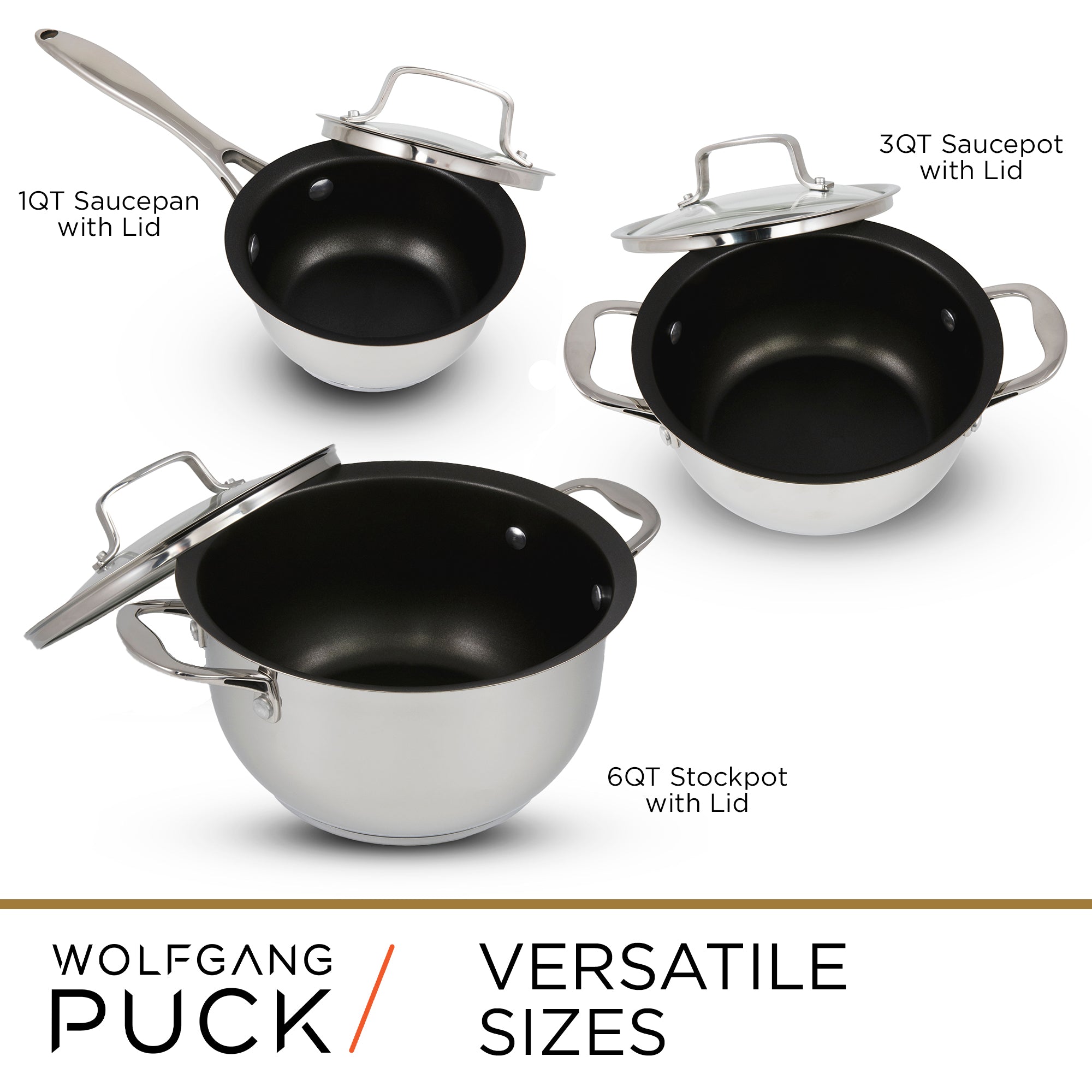 Wolfgang Puck 6-Piece Stainless Steel Pots and Pan Set